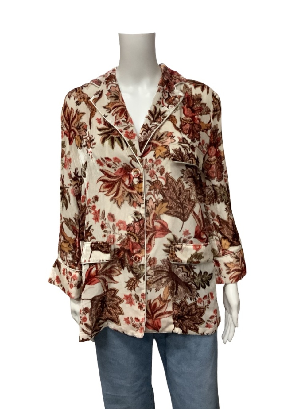 Cara Cara Floral Print Velvet Blazer w/Tags Size: S
